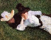 John Singer Sargent Two Girls Lying on the Grass oil painting reproduction